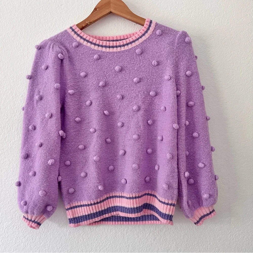 Lilly Pulitzer Dorianna Purple Pom Pom Sweater Sz S